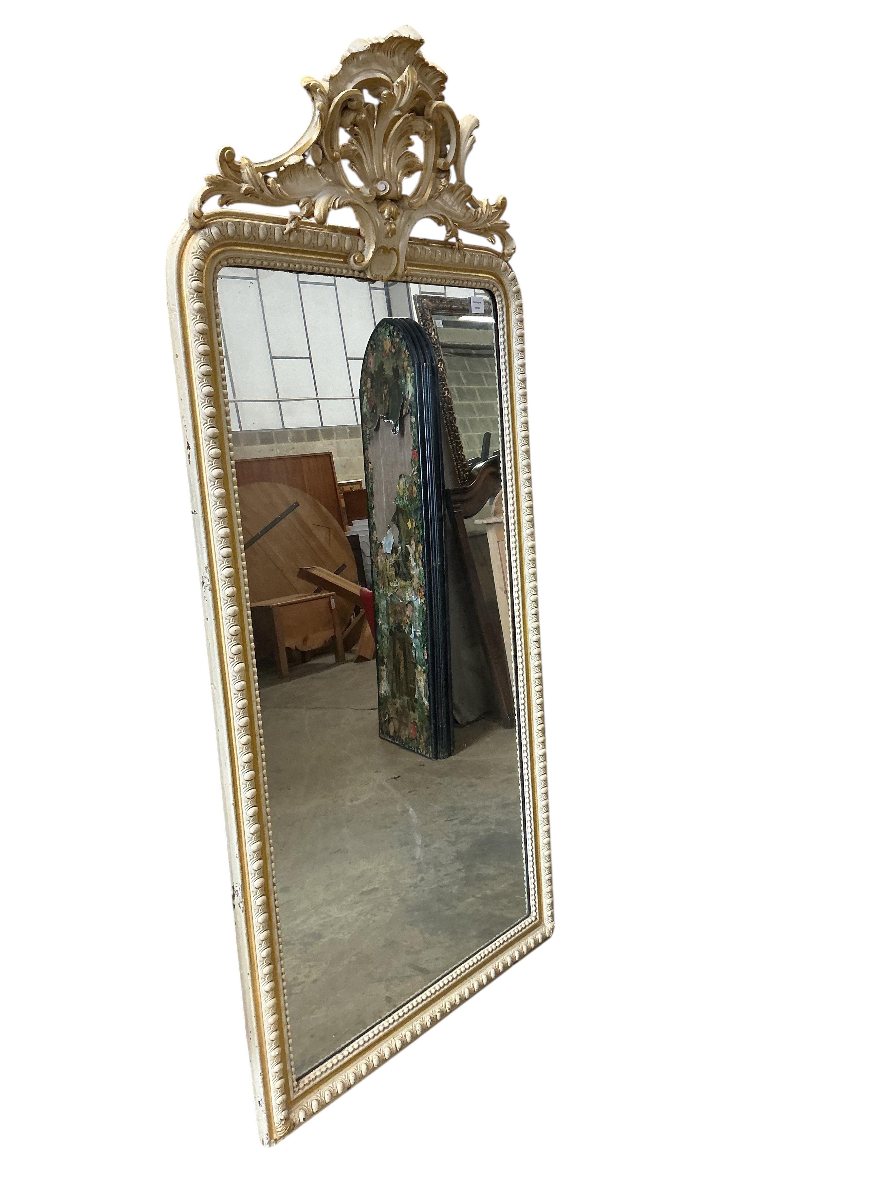 A Victorian giltwood and composition pier glass, later painted, width 86cm, height 184cm